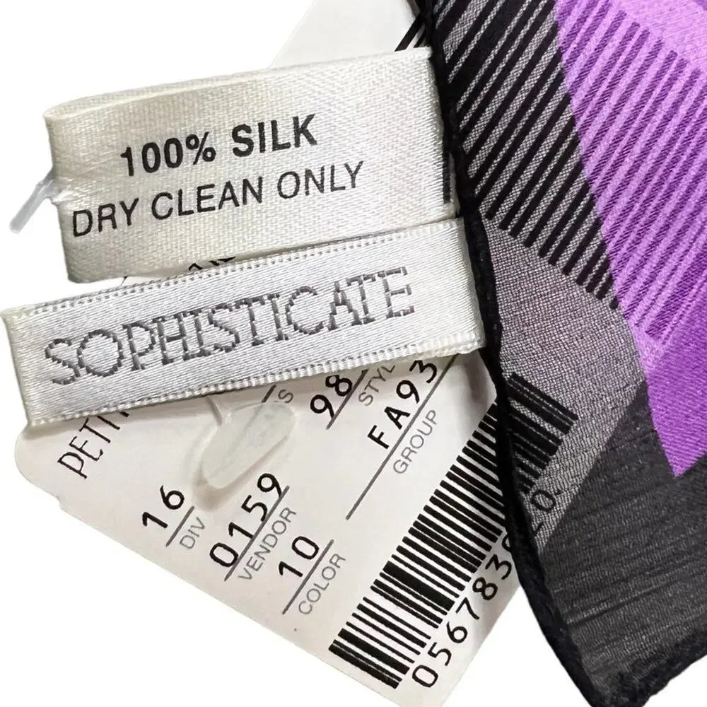 Vintage Silk Square Scuff Color Block Purple Gray Petite Sophisticate 20